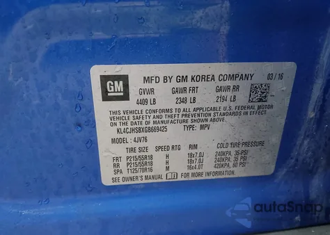 2016 Buick Encore Premium z USA, uszkodzony, nr VIN KL4CJHSBXGB669425